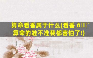算命看香属于什么(看香 🌴 算命的准不准我都害怕了!)